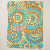 Überlappende Mandala Blau Braun Gold Sherpadecke (Vorderseite)