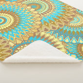Überlappende Mandala Blau Braun Gold Sherpadecke (3/4)