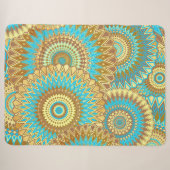 Überlappende Mandala Blau Braun Gold Sherpadecke (Vorderseite (Horizontal))