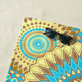 Überlappende Mandala Blau Braun Gold Strandtuch
