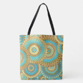 Überlappende Mandala Blau Braun Gold Tasche (Vorderseite)