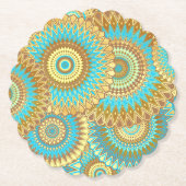Überlappende Mandala Blau Braun Gold Untersetzer (Vorderseite)