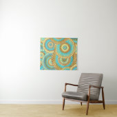 Überlappende Mandala Blau Braun Gold Wandteppich (Beispiel (Horizontal))