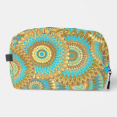 Überlappende Mandala Blau Braun Gold Waschbeutel (Vorderseite)