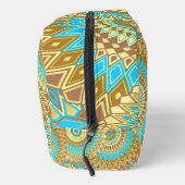 Überlappende Mandala Blau Braun Gold Waschbeutel (Rechts)