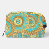 Überlappende Mandala Blau Braun Gold Waschbeutel (Rückseite)