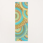 Überlappende Mandala Blau Braun Gold Yogamatte (Vorderseite)