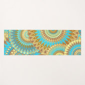 Überlappende Mandala Blau Braun Gold Yogamatte (Vorderseite (Horizontal))