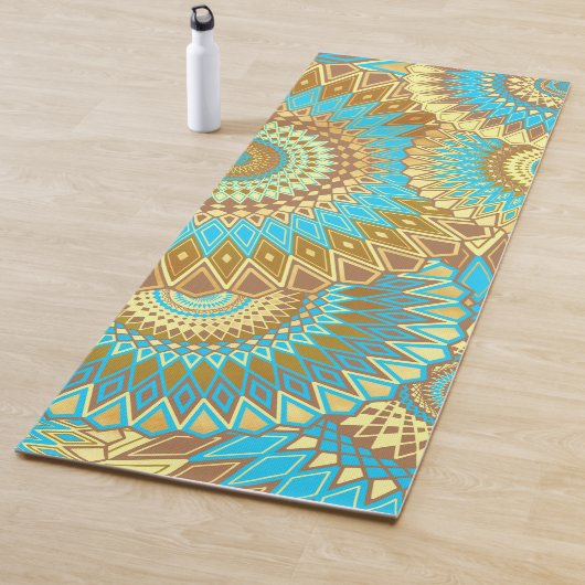 Überlappende Mandala Blau Braun Gold Yogamatte (Beispiel)