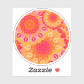 Überlappende Mandala Orange Pink Gelb Aufkleber (Blatt)