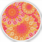 Überlappende Mandala Orange Pink Gelb Aufkleber (Vorderseite)