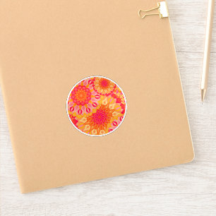 Überlappende Mandala Orange Pink Gelb Aufkleber