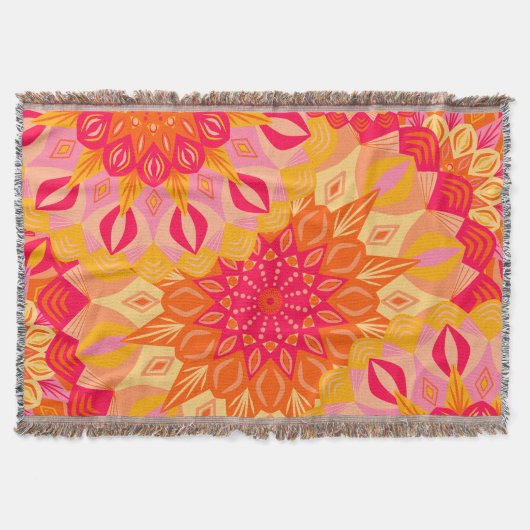 Überlappende Mandala Orange Pink Gelb Decke (Vorderseite)