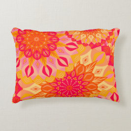 Überlappende Mandala Orange Pink Gelb Dekokissen