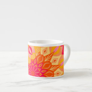 Überlappende Mandala Orange Pink Gelb Espressotasse