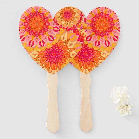 Überlappende Mandala Orange Pink Gelb Fächer (Vorne und Hinten)