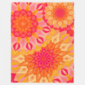 Überlappende Mandala Orange Pink Gelb Fleecedecke (Vorderseite)