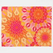 Überlappende Mandala Orange Pink Gelb Fleecedecke (Vorderseite (Horizontal))