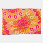 Überlappende Mandala Orange Pink Gelb Geschirrtuch (Horizontal)