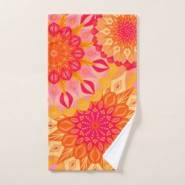 Überlappende Mandala Orange Pink Gelb Handtuch