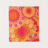 Überlappende Mandala Orange Pink Gelb Klein Wandteppich (Vorderseite)