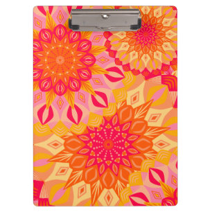 Überlappende Mandala Orange Pink Gelb Klemmbrett