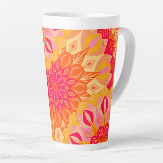 Überlappende Mandala Orange Pink Gelb Milchtasse (Rechte Ecke)