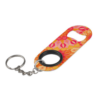 Überlappende Mandala Orange Pink Gelb Mini Flaschenöffner