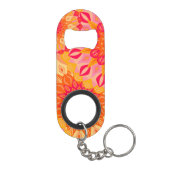 Überlappende Mandala Orange Pink Gelb Mini Flaschenöffner (Rückseite)