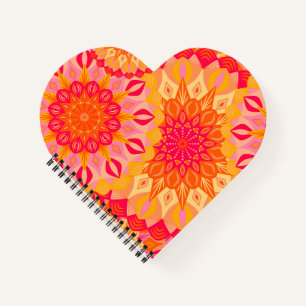 Überlappende Mandala Orange Pink Gelb Notizblock