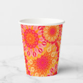 Überlappende Mandala Orange Pink Gelb Pappbecher (Rückseite)