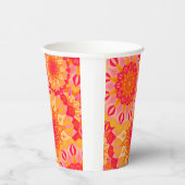 Überlappende Mandala Orange Pink Gelb Pappbecher (Rechts)