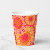 Überlappende Mandala Orange Pink Gelb Pappbecher (Vorderseite)