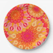 Überlappende Mandala Orange Pink Gelb Pappteller (Vorderseite)