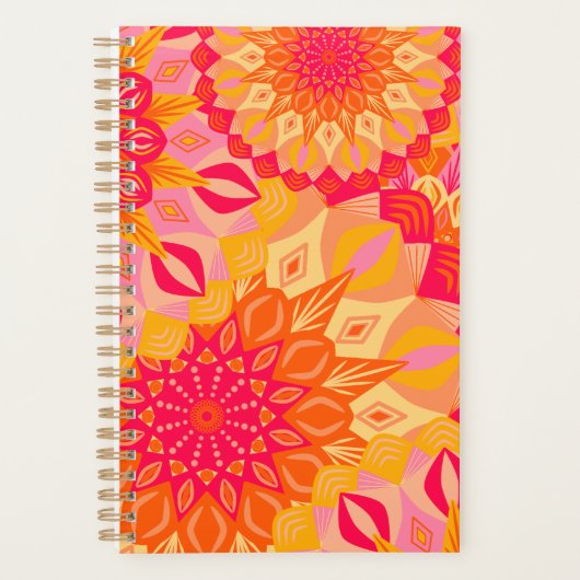 Überlappende Mandala Orange Pink Gelb Planer (Vorderseite)