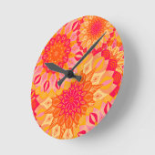 Überlappende Mandala Orange Pink Gelb Runde Wanduhr (Winkel)