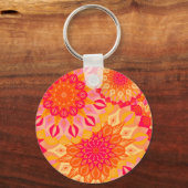 Überlappende Mandala Orange Pink Gelb Schlüsselanhänger (Vorderseite)