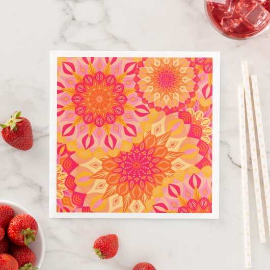 Überlappende Mandala Orange Pink Gelb Serviette (Beispiel)