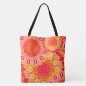 Überlappende Mandala Orange Pink Gelb Tasche (Rückseite)