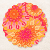 Überlappende Mandala Orange Pink Gelb Untersetzer (Vorderseite)