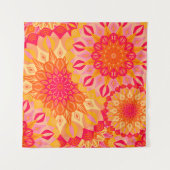 Überlappende Mandala Orange Pink Gelb Wandteppich (Vorderseite (Horizontal))
