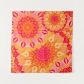 Überlappende Mandala Orange Pink Gelb Wandteppich (Vorderseite)