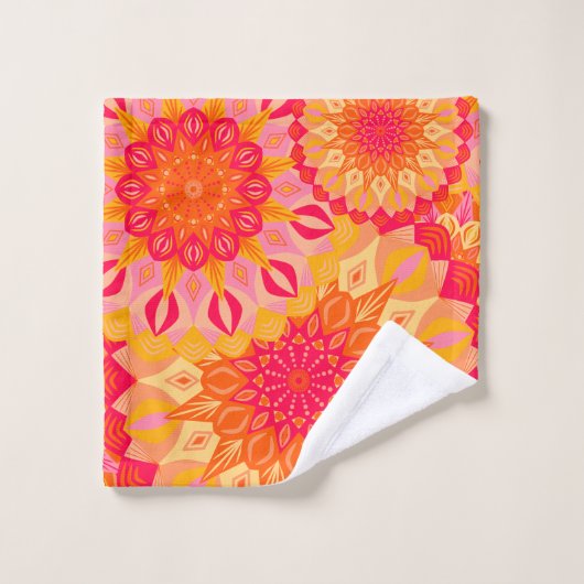 Überlappende Mandala Orange Pink Gelb Waschlappen (Waschlappen)
