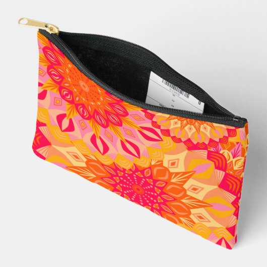Überlappende Mandala Orange Pink Gelb Zubehörtasche (Offen)