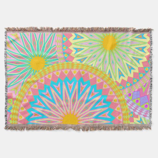Überlappende Mandala Pink Blau Gelb Mint Lila Decke (Vorderseite)