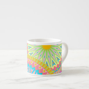 Überlappende Mandala Pink Blau Gelb Mint Lila Espressotasse