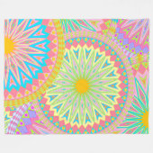 Überlappende Mandala Pink Blau Gelb Mint Lila Fleecedecke (Vorderseite (Horizontal))