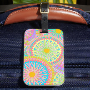 Überlappende Mandala Pink Blau Gelb Mint Lila Gepäckanhänger