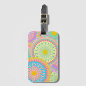 Überlappende Mandala Pink Blau Gelb Mint Lila Gepäckanhänger (Vorderseite Vertikal)