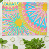 Überlappende Mandala Pink Blau Gelb Mint Lila Geschirrtuch (Gefaltet)